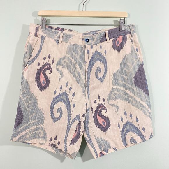 J McLaughlin Men's Multicolor Paisley Linen Blend Chino Shorts Size 34 - Picture 1 of 8
